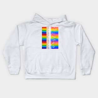 'Variety is the Spice of Life' typography, on a rainbow coloring crayon background. Kids Hoodie